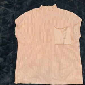 Women's Beige Ribbed Sweater Vest